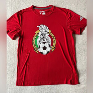 Adidas Mexican Football Association soccer tee, red, men’s Large